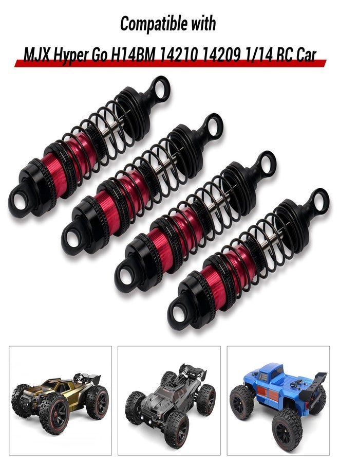 daitoku RC Car Shock Absorbers Metal Shocks Damper Upgrades Part Compatible with Hyper Go H14BM MJX 14210 14209 1/14 RC Car - Red - Image 2